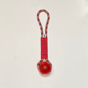 Large 3” Sqeaker ball on a rope/firehose handle