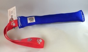 Blue 2" tubular webbing 10" body with red looped webbing handle