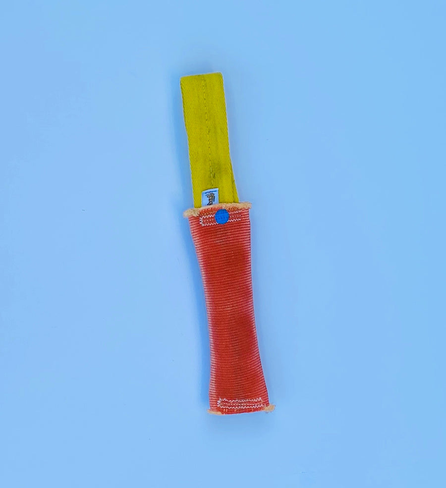 High durability -1.75”dia. Double jacket firehose body with 1” forestry hose looped handle. The handle extends though the tug body and securely sewn on both ends.