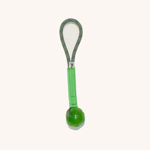 Medium 2.5”Sqeaker ball on a rope/firehose handle